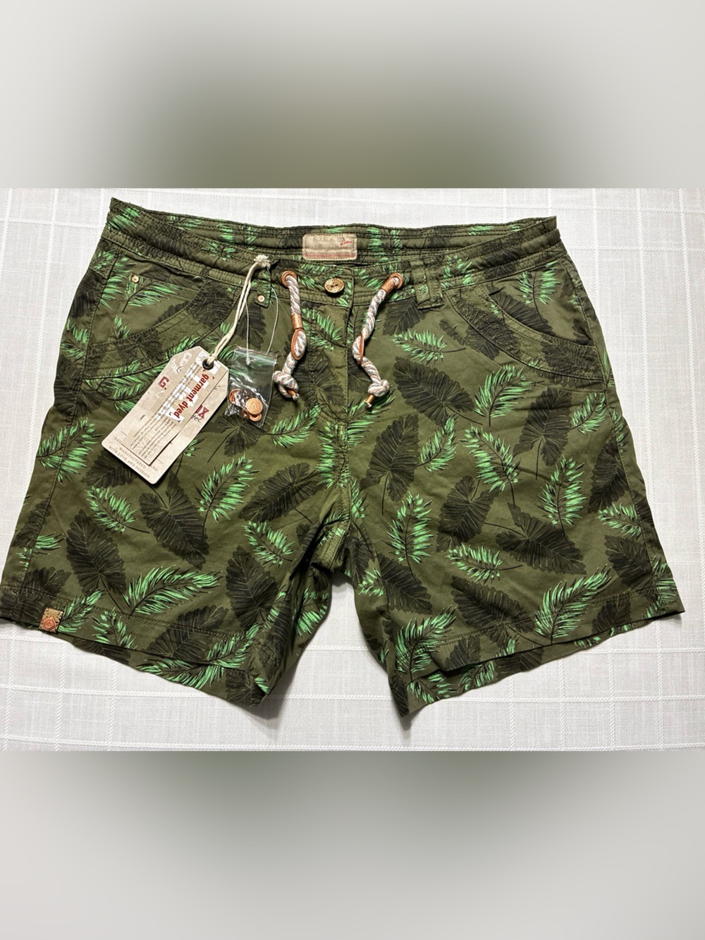 G.I.G.A by Killtec Olive Green Tropical Print Shorts with Rope Drawstring